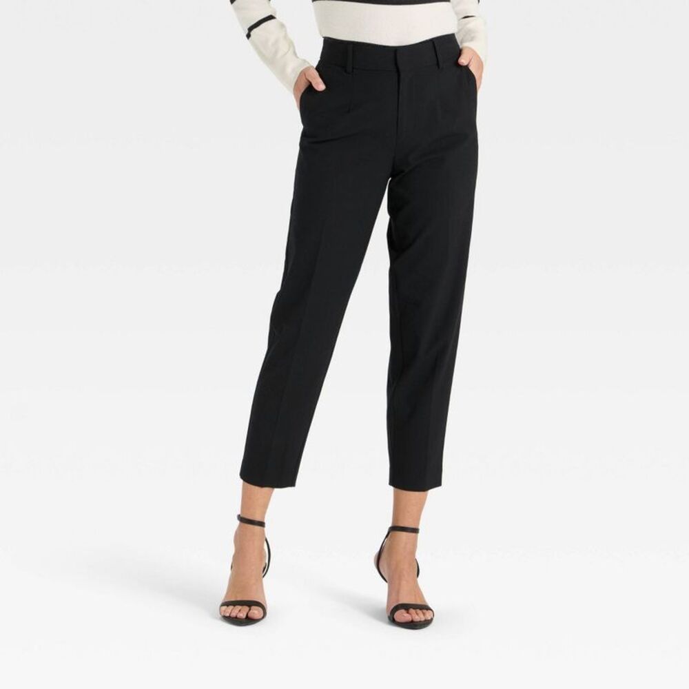 Women's Tapered Ankle Pants - A New Day Black 6